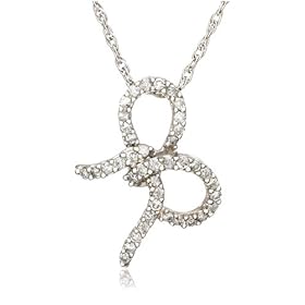 Sterling Silver Diamond Bow Pendant, (0.5 cttw)