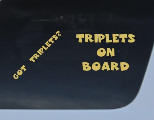 GET 2 decals Got Triplets? and Triplets on Board Gold Car Auto Window Sticker boy girl baby