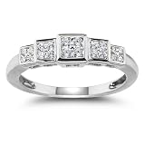 10k Choice of White or Yellow Gold 5-Stone Diamond Square Cluster Ring (1/4 cttw, I-J Color, I1-I2 Clarity)