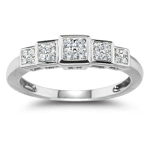 Buy 10k Choice of White or Yellow Gold 5-Stone Diamond Square Cluster Ring (1 4 cttw, I-J Color, I1-I2...