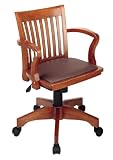 Office Star Wood Bankers Chair with Padded Seat - Fruitwood
