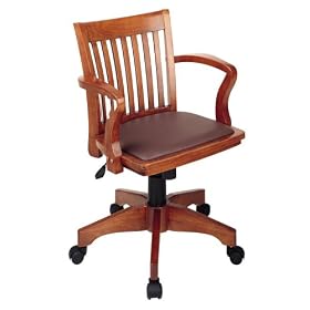 Office Star Wood Bankers Chair with Padded Seat - Fruitwood by Office Star