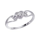 14K White Gold 0.05 ct. Diamond Heart Ring
