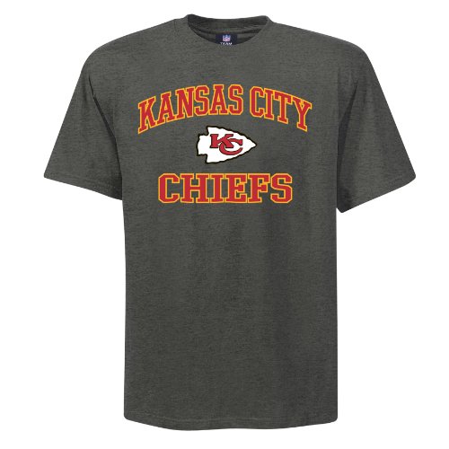 NFL Men's Kansas City Chiefs Heart And Soul Ii Adult Short Sleeve Basic Tee (Heather Grey, X-Large)