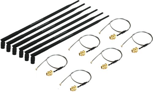 Super Power Supply® 6 x 9dBi RP-SMA Dual Band 2.4GHz 5GHz Antenna + 6 x 8in / 20cm U.fl / IPEX Cable Antenna Mod Kit No Soldering for Wireless Routers Linksys Cisco E2000 E2500 EA2700 E3000 EA3500 E4200 EA4500 WRT310N WRT320N WRT330N WRT400N WRT610N WRT54GS2 Belkin F7D8301 Netgear N600 N750 N900 WN2500RP WNDR3300 WNDR3400 WNDR3700 v.2 v.3 WNDR3800 WNDR4000 WNDR4500 WNR834B v. 1 v.2 WNR2000 WNR2200 DGND3700 v.1 v.2 D-Link DIR-655 Buffalo WZR-HP-G450H Mini PCIe Cards Network Extension Bulkhead Pigtail PCI WiFi WAN Repeater