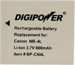Digipower BP-CN4L Replacement Li-Ion Battery for Canon NB-4L for use with Canon SD1400IS, SD940IS, SD960IS and other Select Canon Digital Cameras