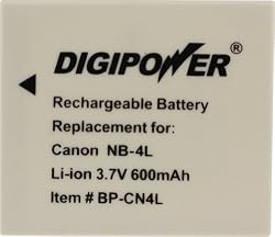 Digipower BP-CN4L Replacement Li-Ion Battery for Canon NB-4L for use with Canon SD1400IS, SD940IS, SD960IS and other Select Canon Digital Cameras
