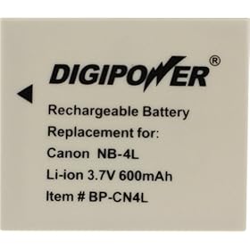 Digipower BP-CN4L Replacement Li-Ion Battery for Canon NB-4L for use with Canon SD1400IS, SD940IS, SD960IS and other Select Canon Digital Cameras