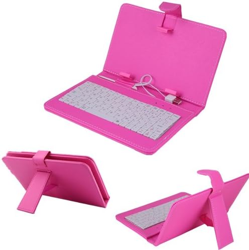 XYUN New Leather Style Cover Case with USB Keyboard for 7" inch Tablet PDA Android PC (Standard USB 2.0 keyboard? (hot pink)