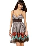 XOXO - XOXO Border-Print Dress with Beaded Straps