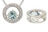 14K Circled Aquamarine & Diamond Pendant