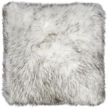 100% LUXE FAUX FUR BELTON PILLOW GRADIENT GRAY 18"X18"