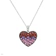 Heart Necklace With 1.25ctw Precious Stones - Genuine Amethysts, Garnets and Tourmalines Made in White Gold Length 18in