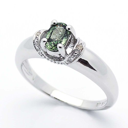 Discount 14K White Gold Rhodium Plated Sterling Silver Wedding & Engagement Ring 0.02ctw Diamond & 0.5ct Green Sapphire Solitaire Ring 6MM ( Size 6 to 9) Discount 14K White Gold Rhodium Plated Sterling Silver Wedding & Engagement Ring 0.02ctw Diamond & 0.5ct Green Sapphire Solitaire Ring 6MM ( Size 6 to 9)