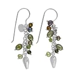 Sterling Silver Dyed Freshwater Cultured Pearl Filigree Dangle Earrings by Sajen