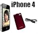 ATC Red Replace Portable Power Bank Mobile Phone Battery Charger Case Cover for Apple Iphone 4th 4G (2200mah)