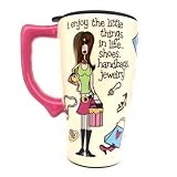 Ceramic Travel Mug - I Enjoy Shoes, Handbags, Jewelry