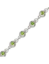 Sterling Silver Peridot Bracelet - 7.5 Inch