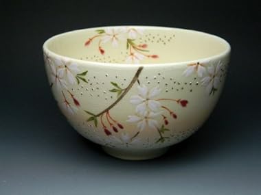 御本 枝垂桜 抹茶茶碗 京焼き 山岡善昇作 茶道具