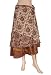 Shiny Silk Wrap around Skirt Made By Recycled Printed Silk Sari with Umbrella Cut Two Layer, Long & Open Waist SKW01135