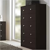 Portland Bedroom Five Drawer Dresser in Coffee