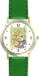 China Giant Panda or Panda Bear Animal - WATCHBUDDY&reg; DELUXE TWO-TONE THEME WATCH - Arabic Numbers - Green Leather Strap-Size-Large ( Men's Size or Jumbo Women's Size )