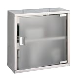 Wenko 17841100 Medizinschrank Elegance Power-Loc - Befestigen ohne Bohren, Glas, Edelstahl rostfrei, 30 x 30 x 12 cm