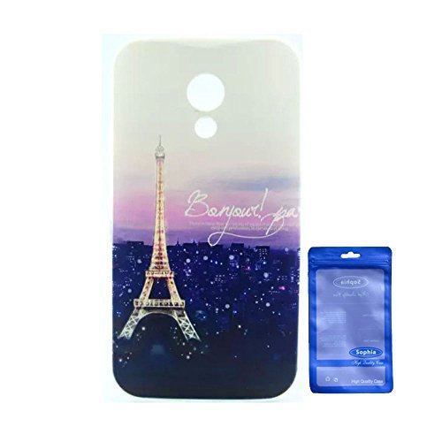 Moto G 2nd Generation Case, Sophia Shop Premium Slim Fit Flexible TPU Case for Motorola Moto G 2nd Generation Case, Ultra Slim TPU Soft Rubber Cover Case, Scratchproof, Shock Absorbent, Shatterproof, Anti-slip [Portrait Style] [Tribal Pattern] [Flower Pattern] [Fashion Pattern] [Text Pattern] [Totem Pattern] Protective Skin Case Fashion Style Colorful Painted TPU Case Soft Rubber Back Cover Protector Skin (Eiffel)