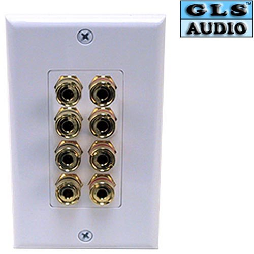 GLS Audio 8 Posts Binding/Banana Wall Plate White (for 4 Speakers)