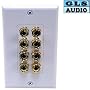 GLS Audio 8 Posts Binding/Banana Wall Plate White (for 4 Speakers)
