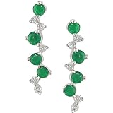10K Gold 1 10ct TDW Diamond Emerald Earrings