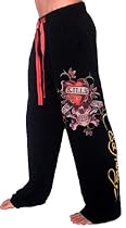 New Ed Hardy Men's Cotton Lounge Sweat Pants Tattoo "Love Kills Slowly" in Black, Newest 2009 Collection