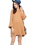 （TPGROWIN） マタニティ ウェア ワンピース ニット セーター 妊婦服 フレアスリーブ 防寒 ゆったり あったか 産前 産後 全4色 (Free, イエロー)