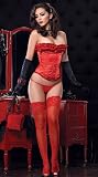 Eva Corset With Satin Silhouette With Pleated Ruffle And Metal Boning