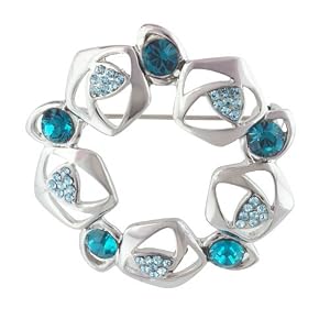 Tone Turquoise Rhinestone Circular Brooches Pin by 