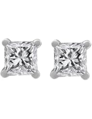 14K White Gold Princess Cut Diamond Stud Earrings (1/2Cttw)
