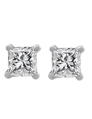1.50 Ct Princess Cut 14K White Gold Diamond Stud Earrings