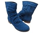 Bottines Country Aspect Cuir Bleu Mar...