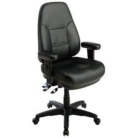 Leather Ergonomic Chair with Arms Black