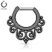 Lobal Domination 1pc Tribal Swirls Design Septum Clicker 316L Surgical Steel 14g or 16g Nose Ring