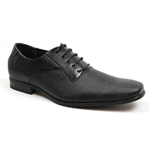 Ferro Aldo Black Herringbone Snipe Toe Men's Dress Shoes Lace up Oxfords 19277b