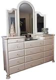 Princess Collection in Pink: 14-Drawer Vanity Dresser with 25 Beveled Mirrors