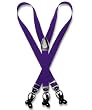 Men's PURPLE SUSPENDERS Y Shape Back Elastic Button & Clip Convertible