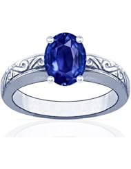 Platinum Oval Cut Blue Sapphire Solitaire Ring