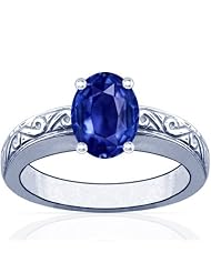 14K White Gold Oval Cut Blue Sapphire Solitaire Ring