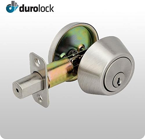DuroLock Grade 3 Double-Sided Keyed Cylinder Deadbolt, Kwikset KW1 Keyway, Silver