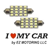 2pcs 42mm 16-SMD 1.72" 12V Festoon Dome Light LED bulbs + STICKER 211-2 212-2 569 578 - White