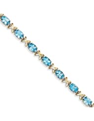 14k 7x5mm Oval Blue Topaz bracelet