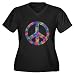 Artsmith, Inc. Women's Plus VNck Drk T-Shirt Peace Symbols Inside Tye Dye Peace Symbol