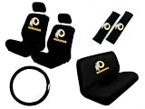 11 Piece NFL Auto Interior Gift Set - Washington Redskins - A Set of 2 Seat Covers, 1 Rear Bench Cover, 1 Steering Wheel, and A Set of 2 Seat Belt Pads